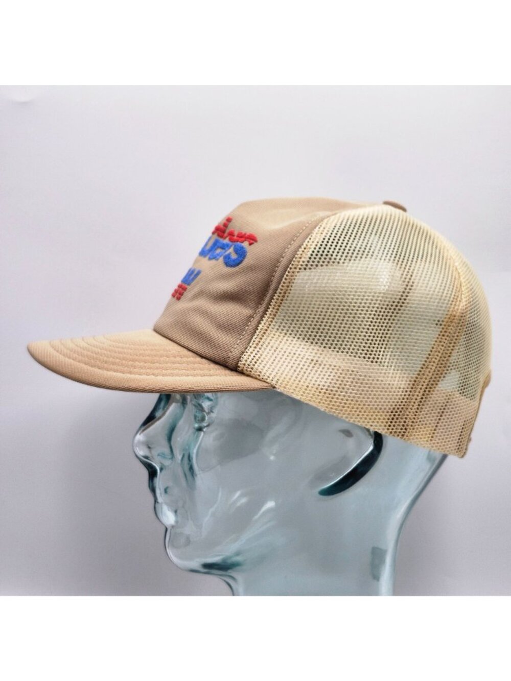 Vintage Bosch Builders Saw Mesh Trucker Hat Adjustable Snapback Beige with Red & - Picture 5 of 12